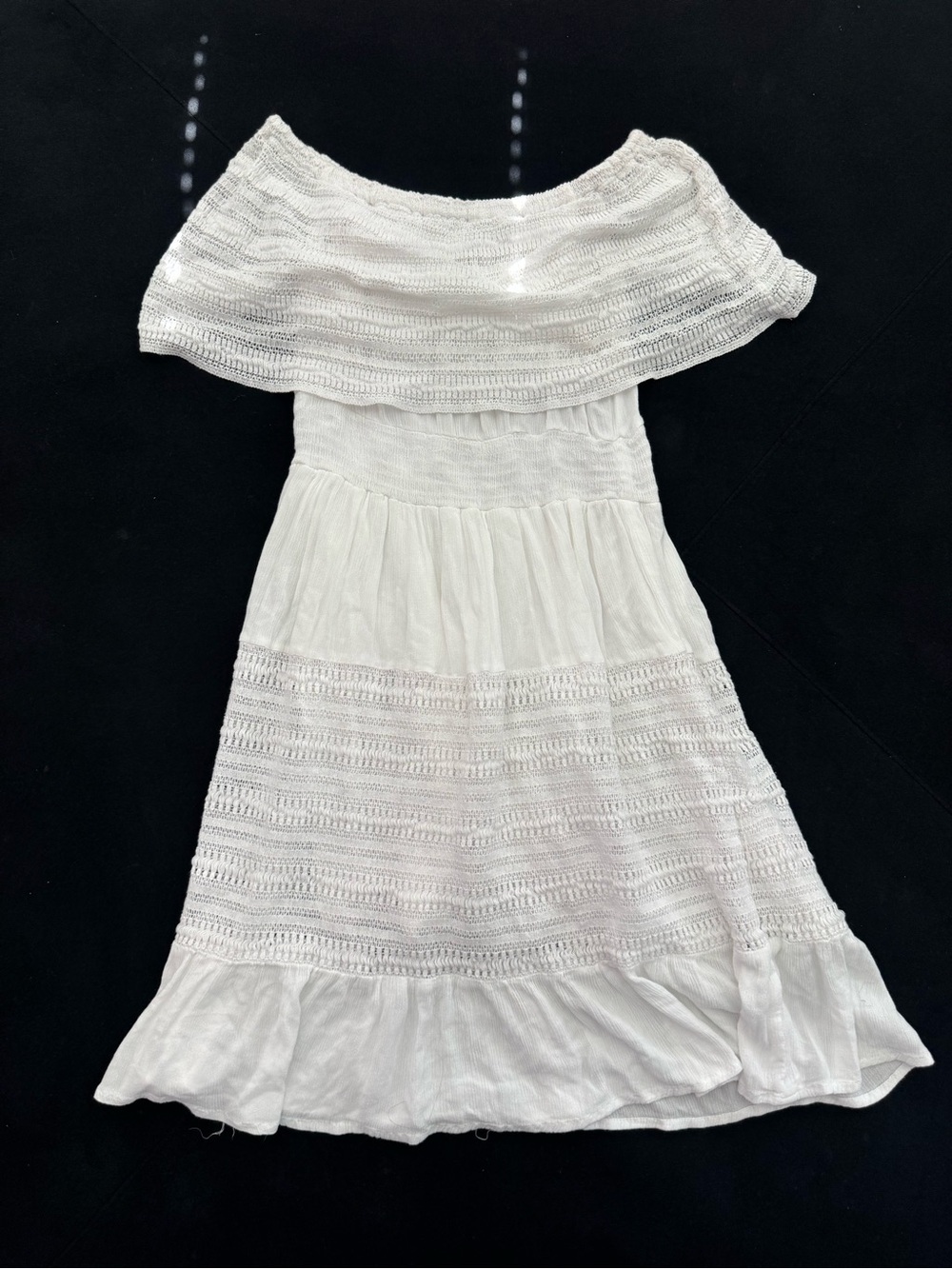 White Strapless Crochet Midi Dress - Timeless Summer Style